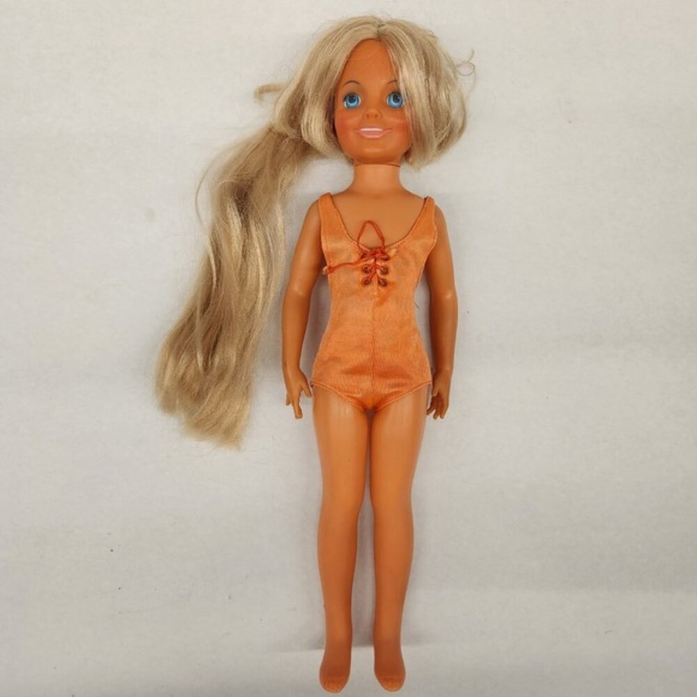Vintage Malibu‎ Brandy Doll 20" 1970s Blonde Hair Blue Eyes Swimsuit growinghair